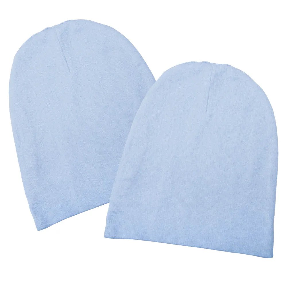 Infant Baby 100% Cotton Knit Beanie Cap Hat Same Color - Pack of 2