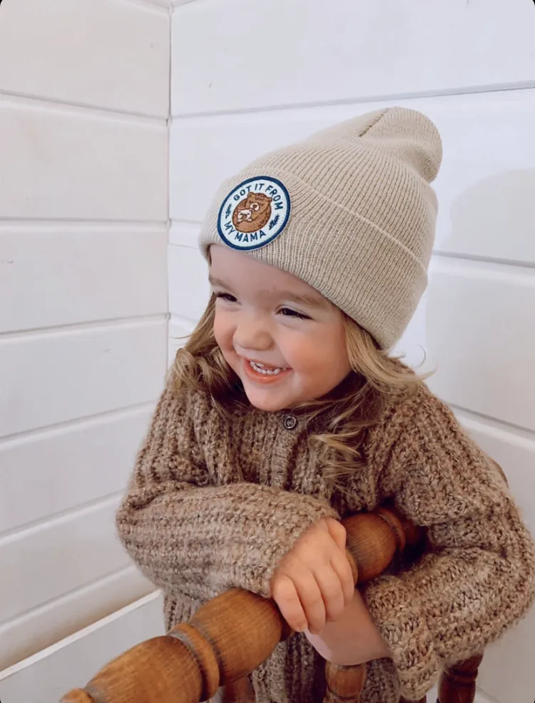 Infant/Toddler Beanie - I  Got It From My Mama (Sand)