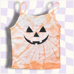 Jack O Lantern Tie Dye Embroidered Tank