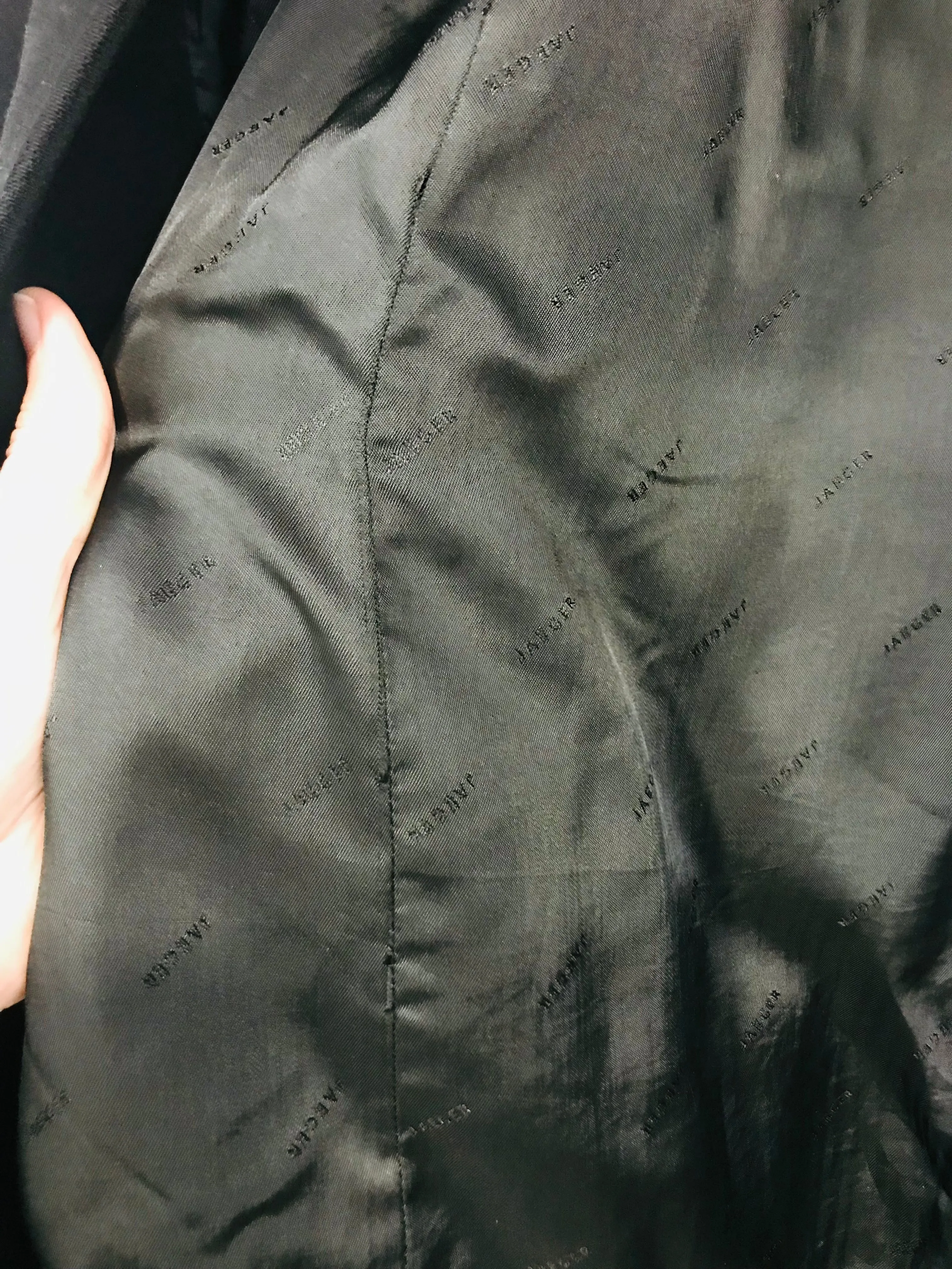 Jaeger Men's Wool Smart Overcoat Coat | L | Black