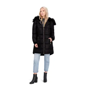 Jessica Simpson Puffer Coat For Women - Quilted Winter Coat w/ Faux Fur Hood