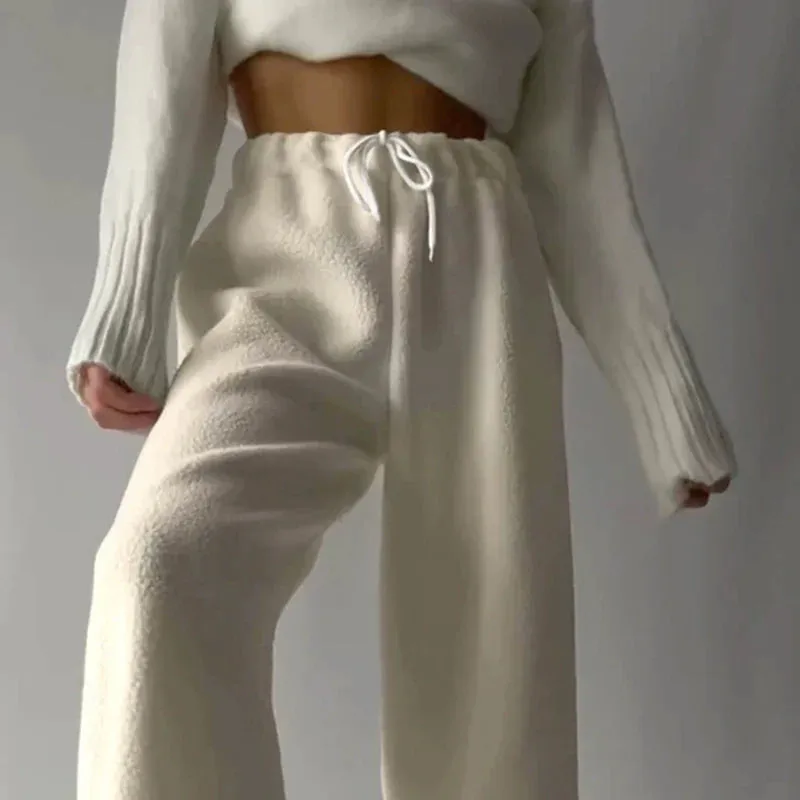 Kari Polar Fleece Wide-Leg Trousers