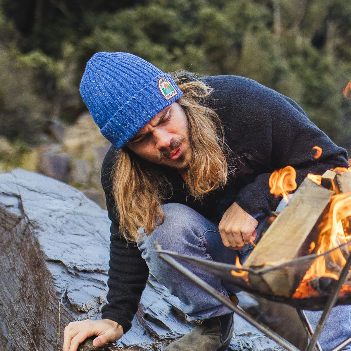 Katira Rib Knit Beanie - Blue Coral