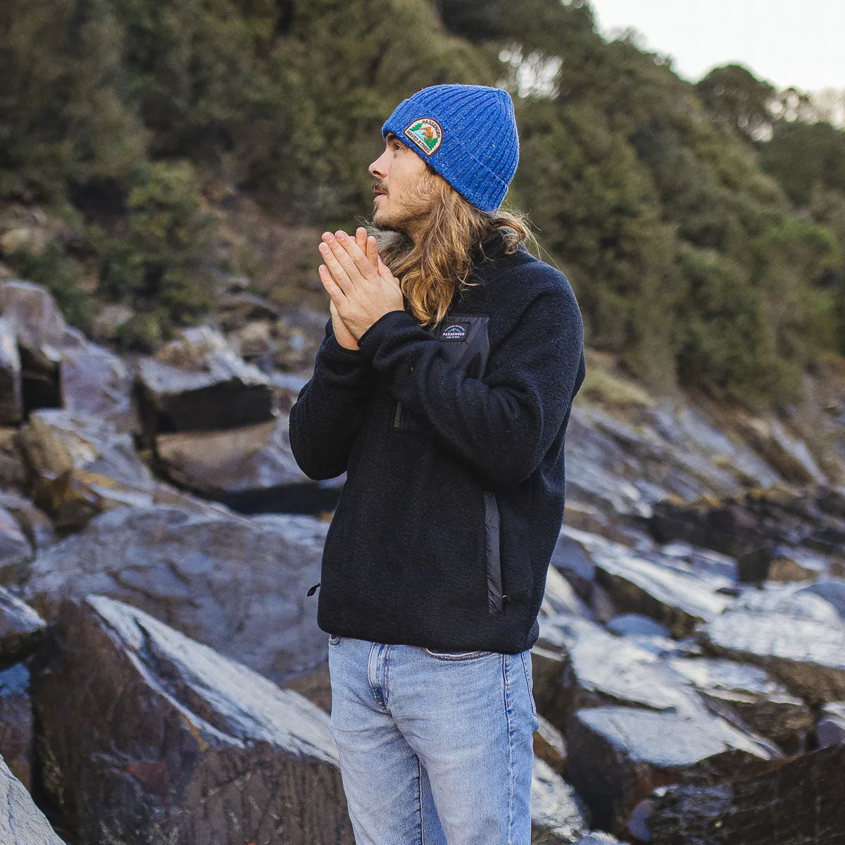 Katira Rib Knit Beanie - Blue Coral