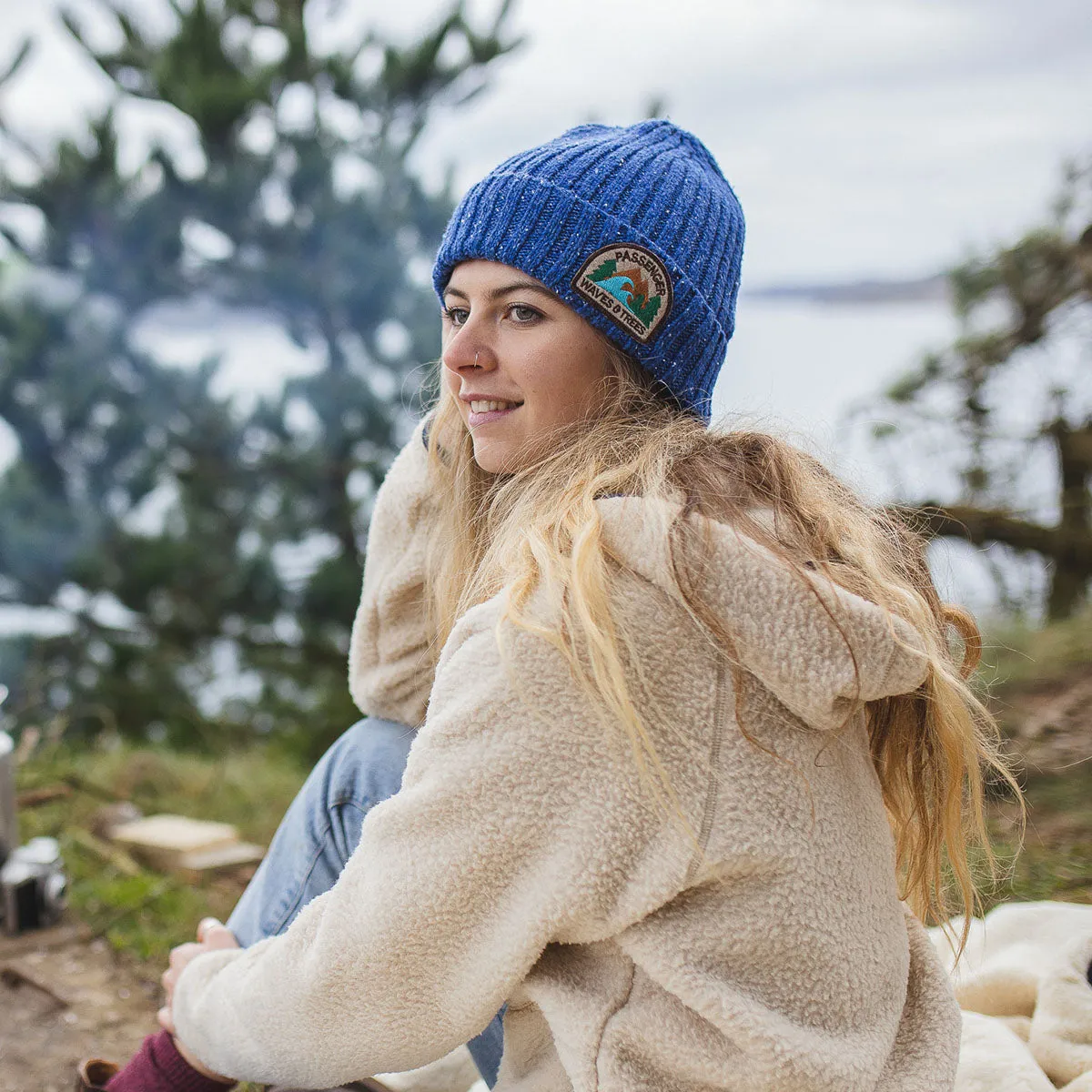 Katira Rib Knit Beanie - Blue Coral
