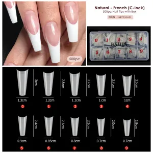 Kulis - Natural Nail Extension Tips - French (C-Lock) - 8N