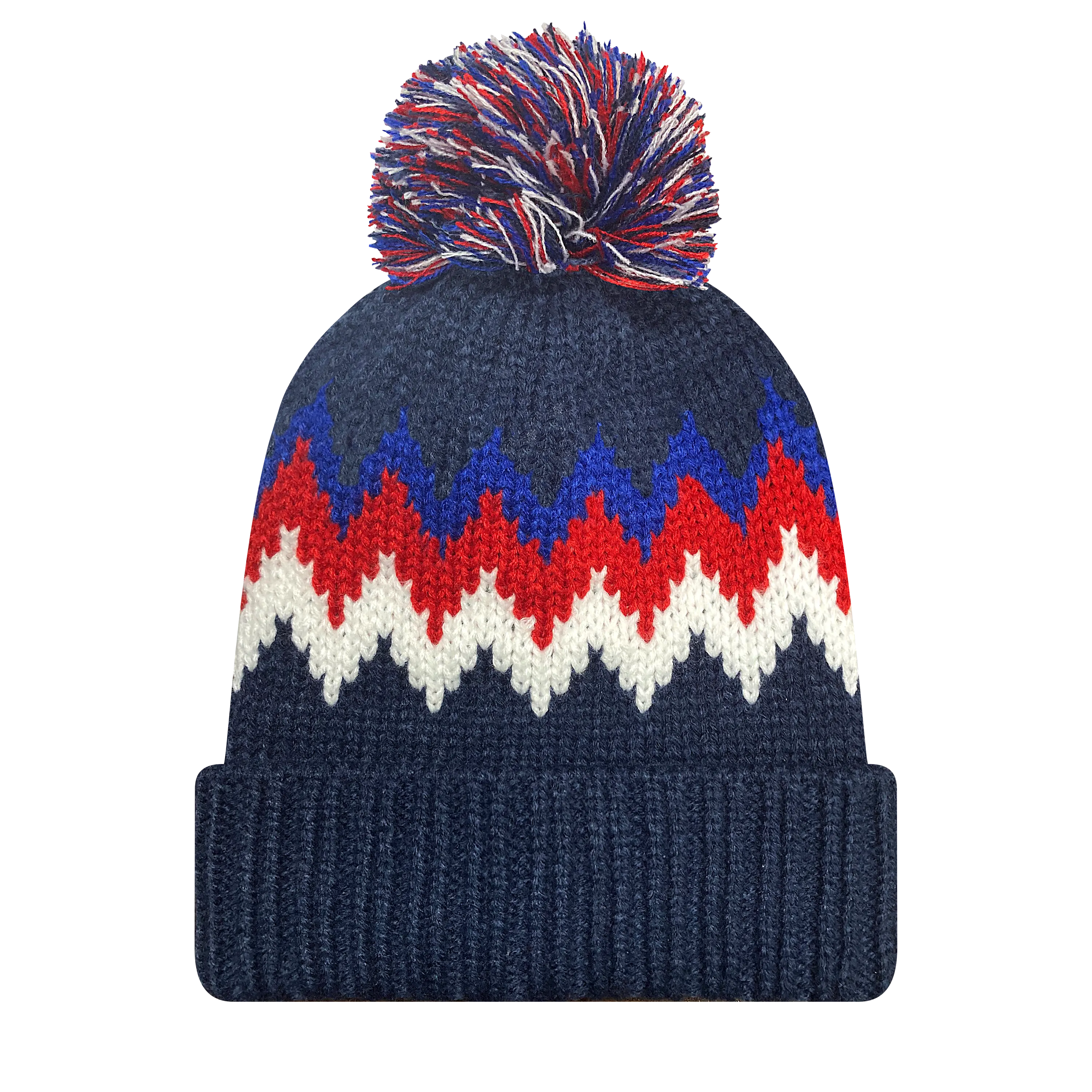 KZZB Zig Zag Cuff Beanie w/Pom