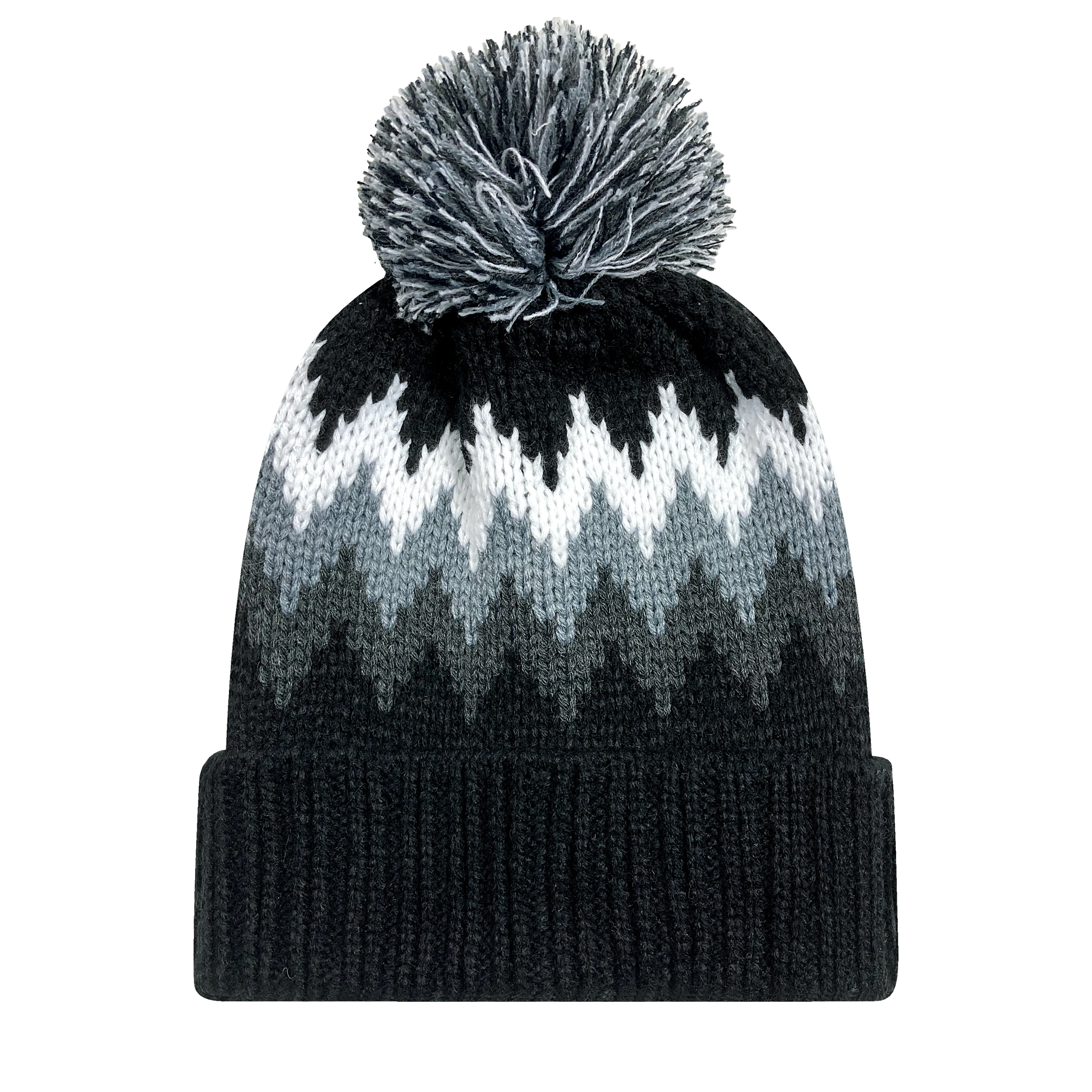 KZZB Zig Zag Cuff Beanie w/Pom