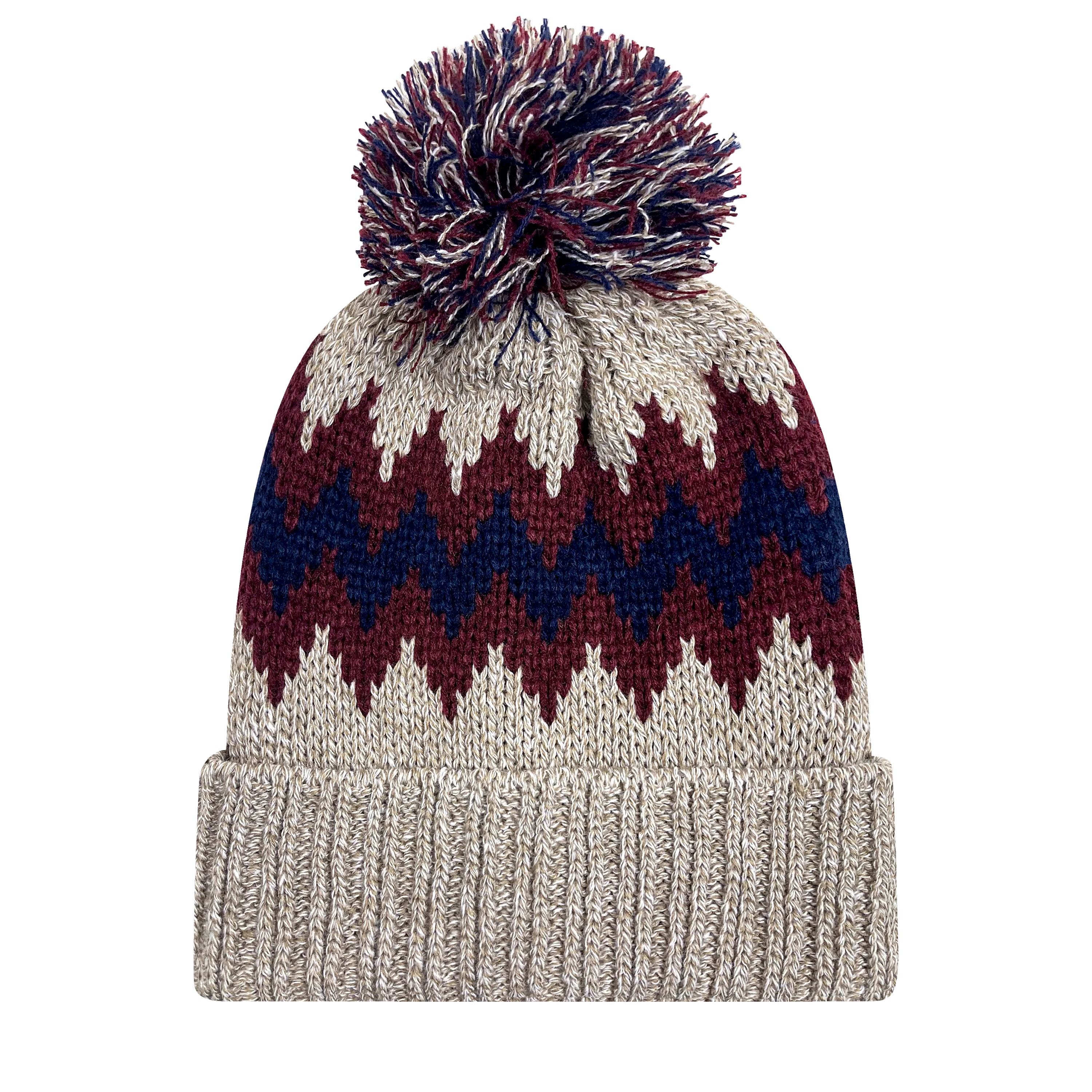 KZZB Zig Zag Cuff Beanie w/Pom