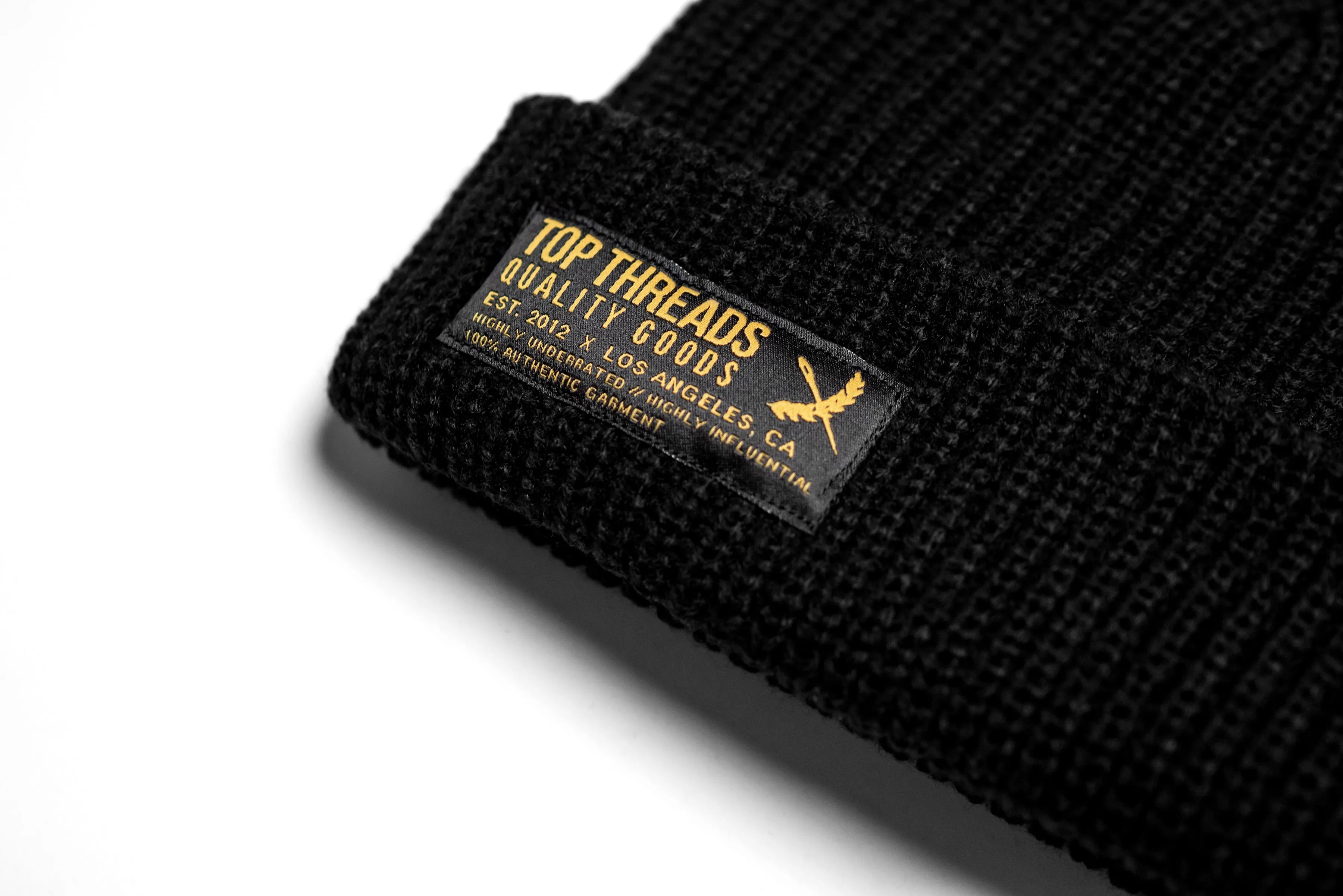 Label Knit Beanie - Black