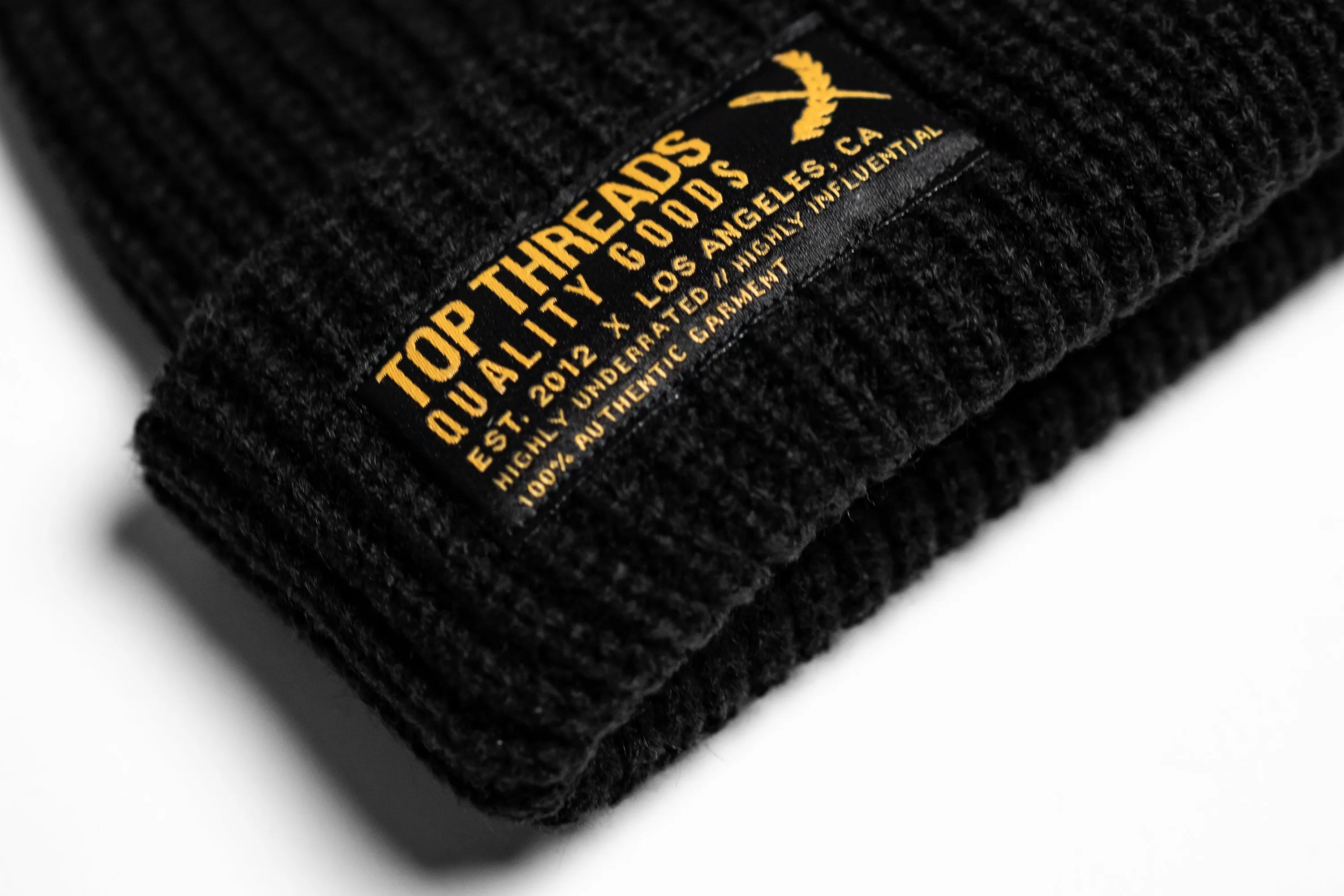 Label Knit Beanie - Black