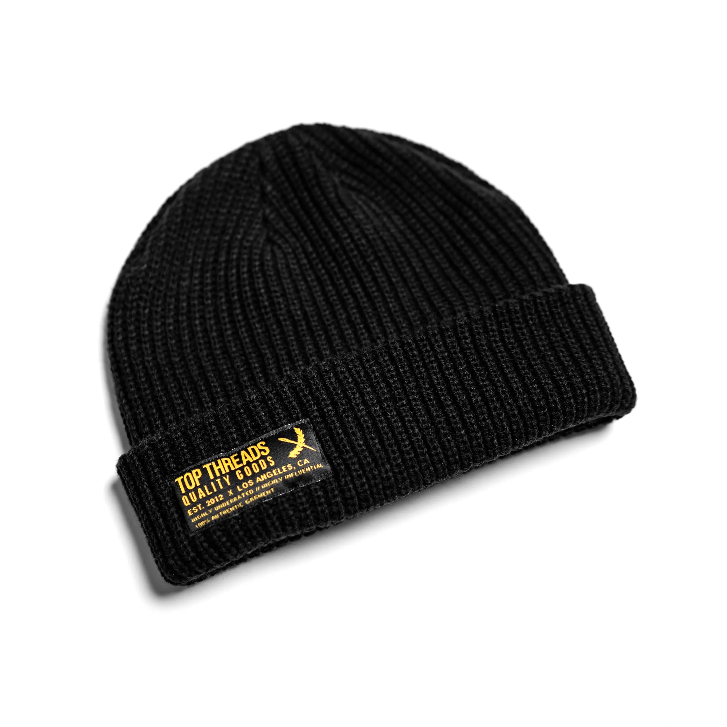 Label Knit Beanie - Black