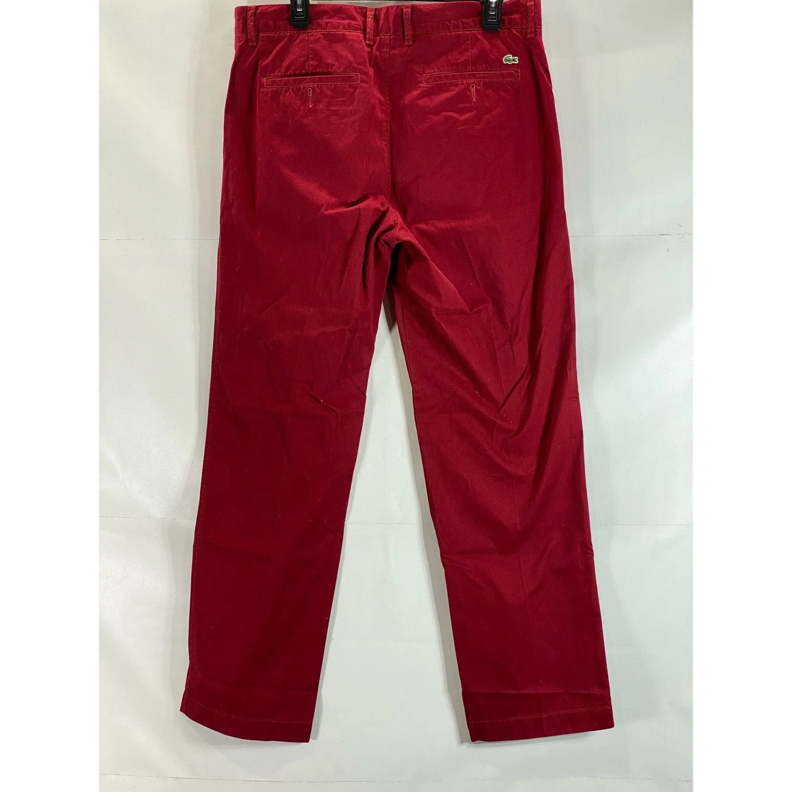 LACOSTE Men's Red Classic-Fit Straight-Leg Twill Chino Pant SZ 34