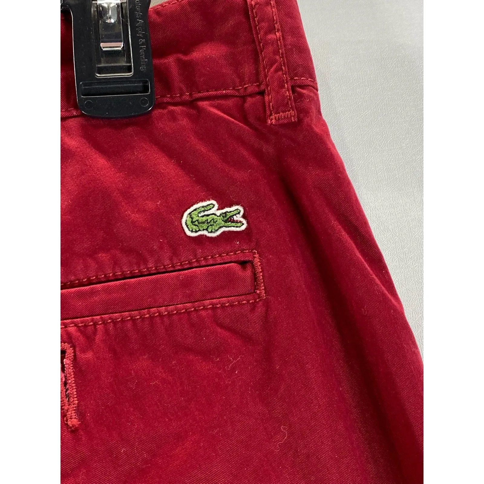 LACOSTE Men's Red Classic-Fit Straight-Leg Twill Chino Pant SZ 34