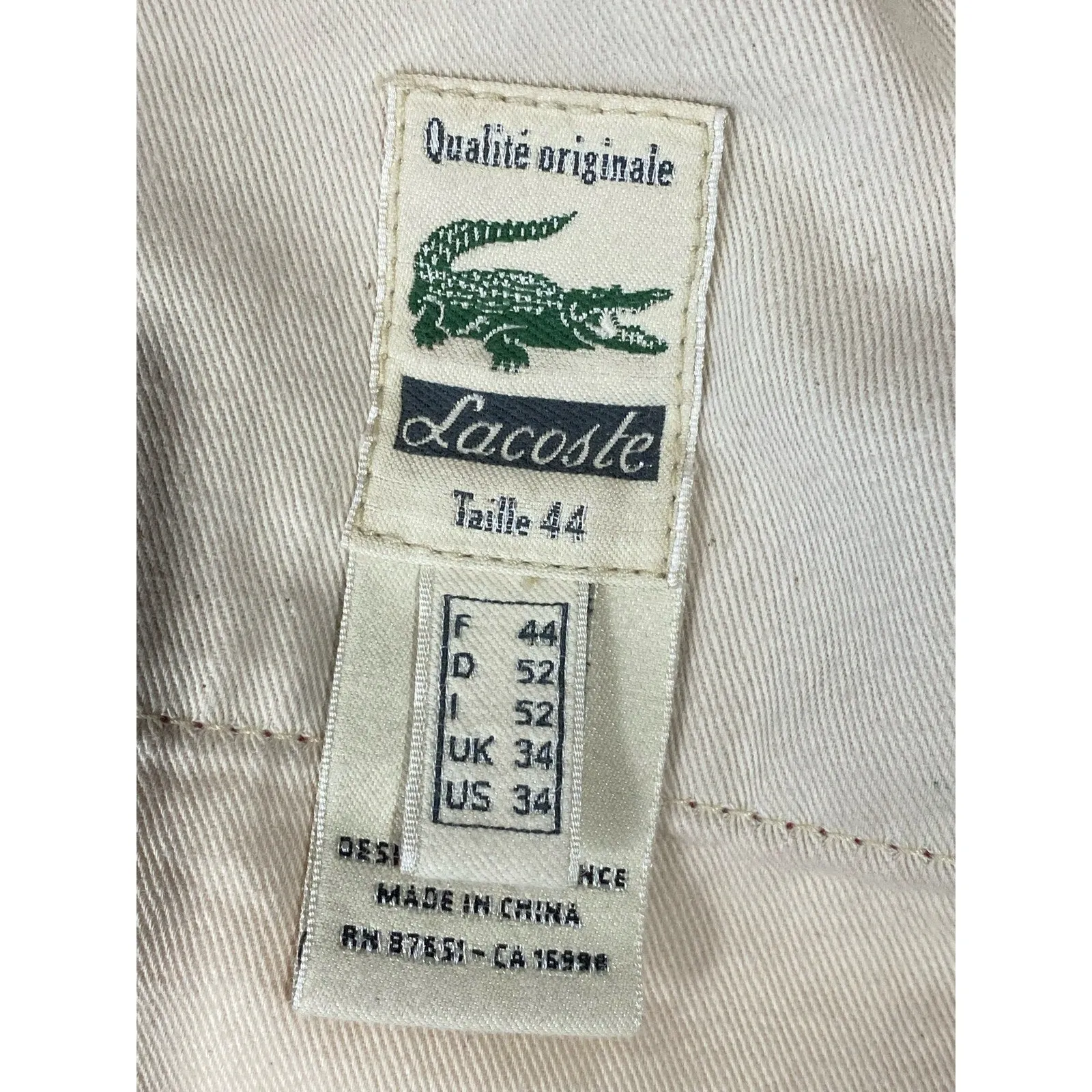 LACOSTE Men's Red Classic-Fit Straight-Leg Twill Chino Pant SZ 34