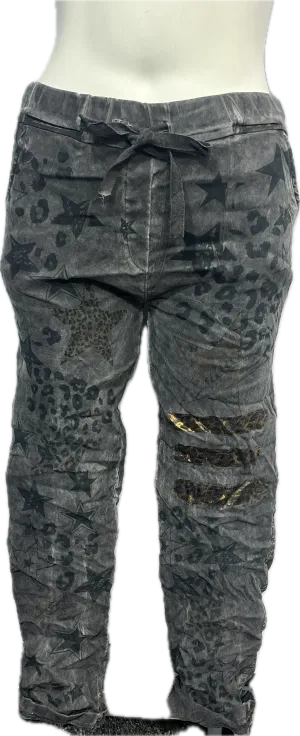 Leopard/Star Print Gold Foil Pants