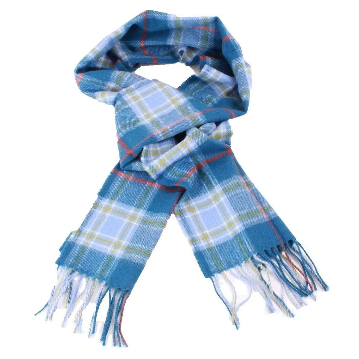 Locharron of Scotland Bowhill Musselburgh Lambswool Tartan Scarf - Blue/Yellow/Orange