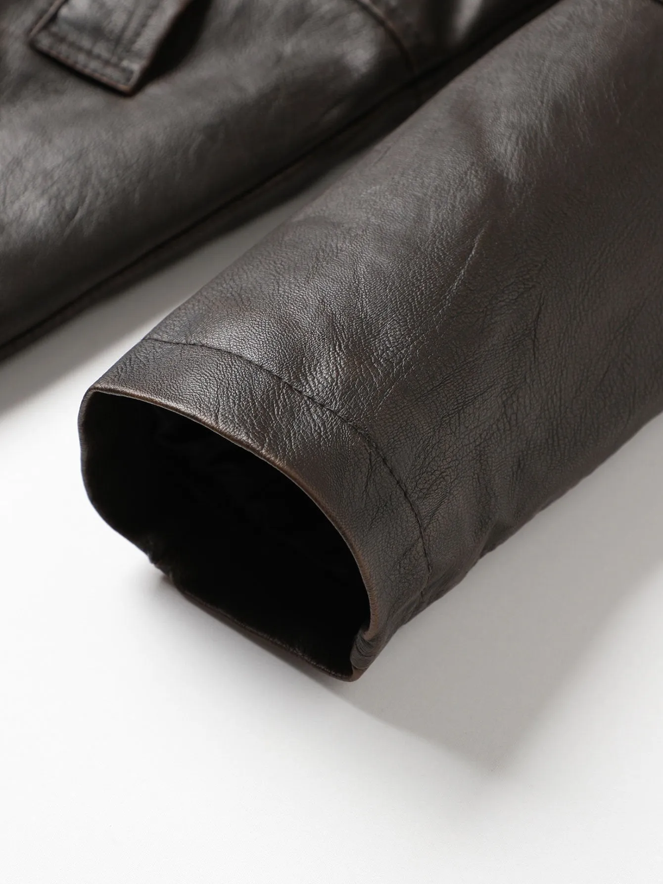 Long Lined Faux Fur Lined PU Leather Overcoat