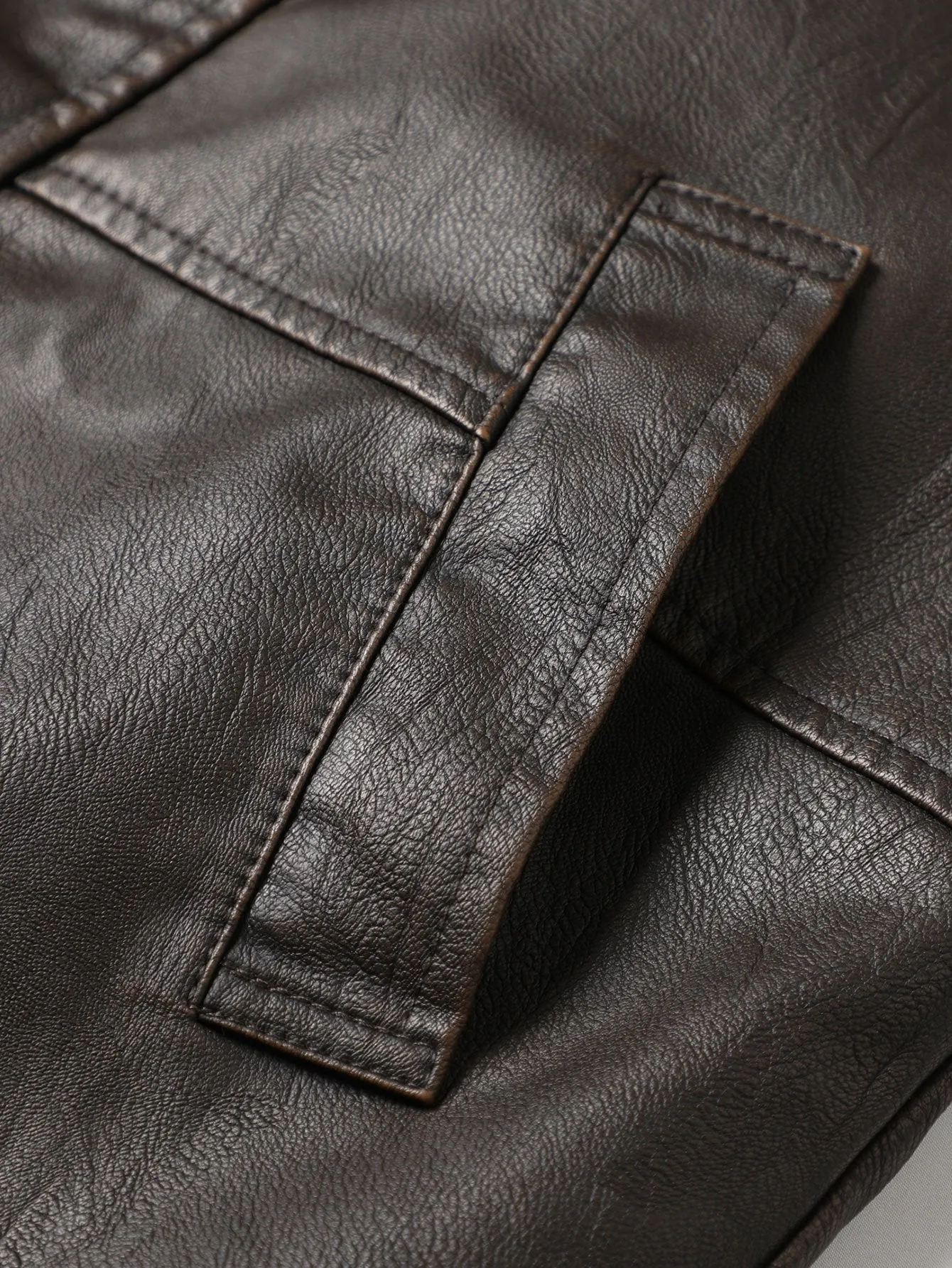 Long Lined Faux Fur Lined PU Leather Overcoat