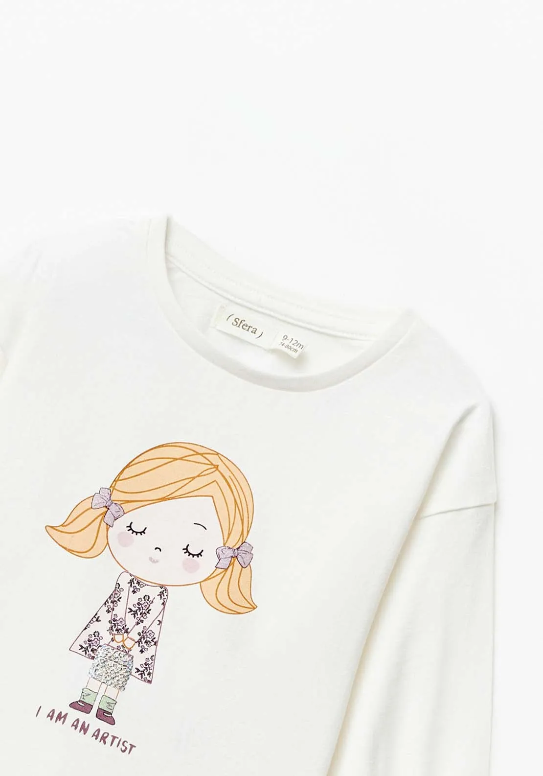 Long Sleeve Girl Tshirt - White