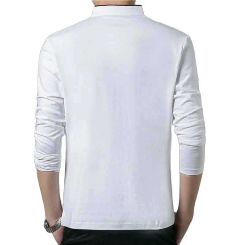 Long Sleeve Stand Basic Mens T-shirt