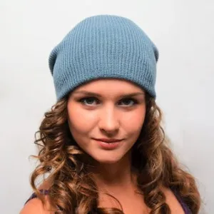 Long Slouch Beanie Blue Grey