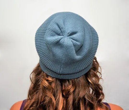 Long Slouch Beanie Blue Grey