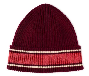 Loudoun Beanie - Burgundy with Coral