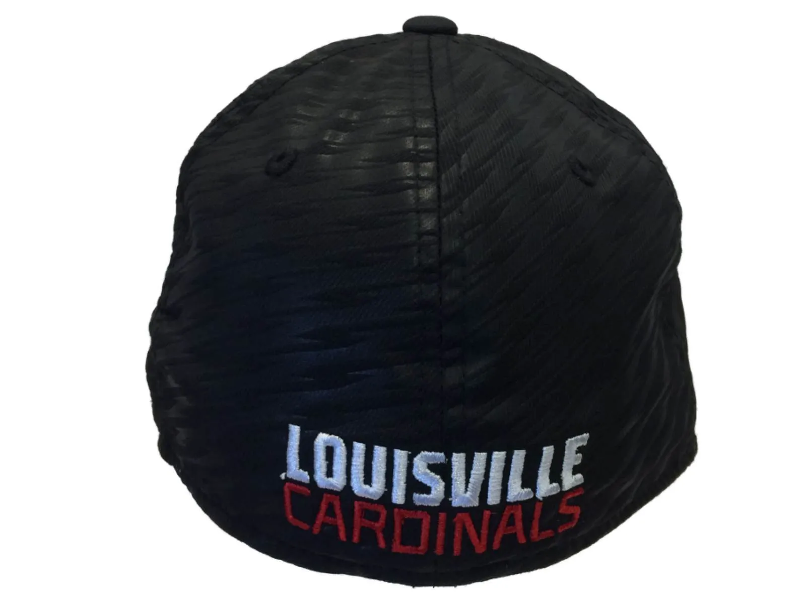 Louisville Cardinals Adidas Black Pattered Structured Fitted Hat Cap (S/M)
