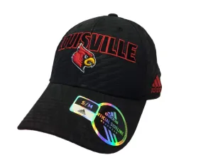 Louisville Cardinals Adidas Black Pattered Structured Fitted Hat Cap (S/M)