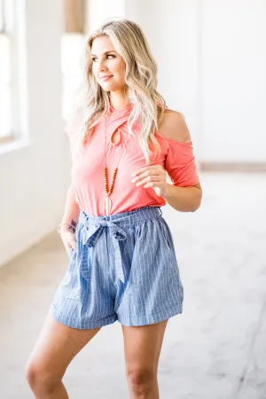 Lovely Cold Shoulder Coral Top