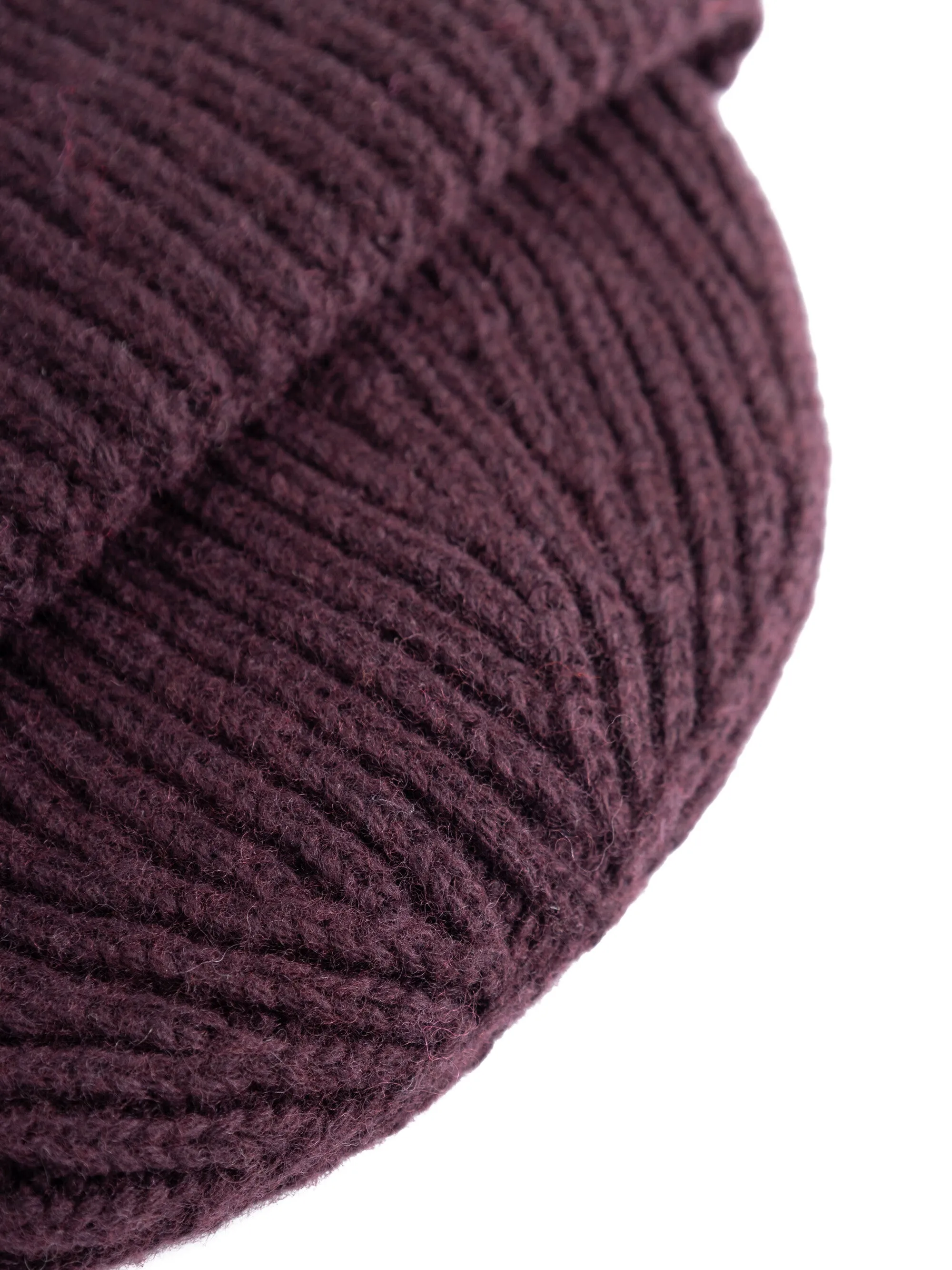 Low wool rib beanie - Deep Mahogany