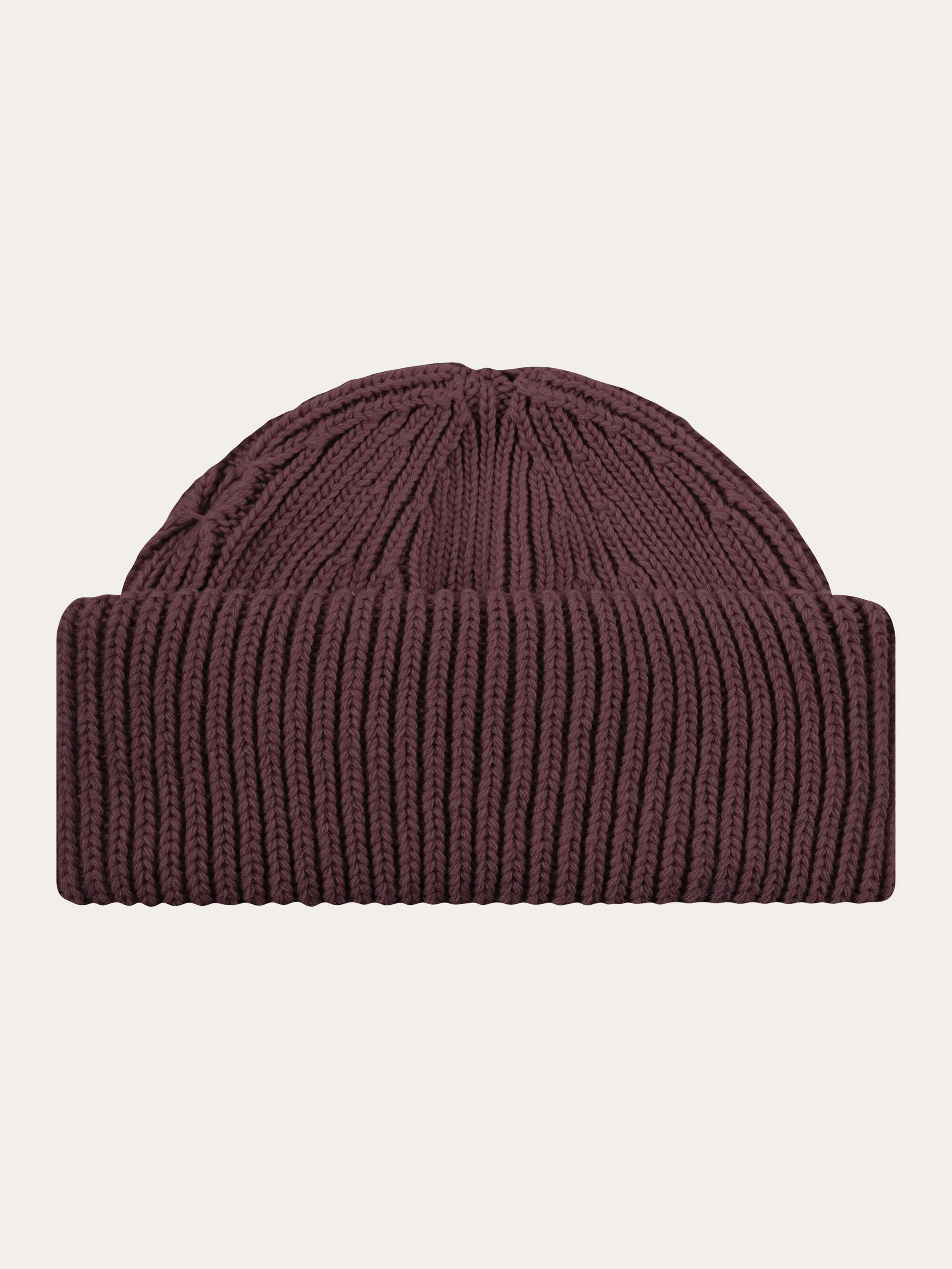 Low wool rib beanie - Deep Mahogany