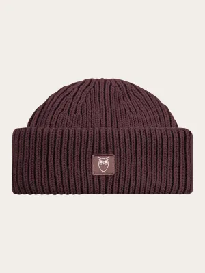 Low wool rib beanie - Deep Mahogany