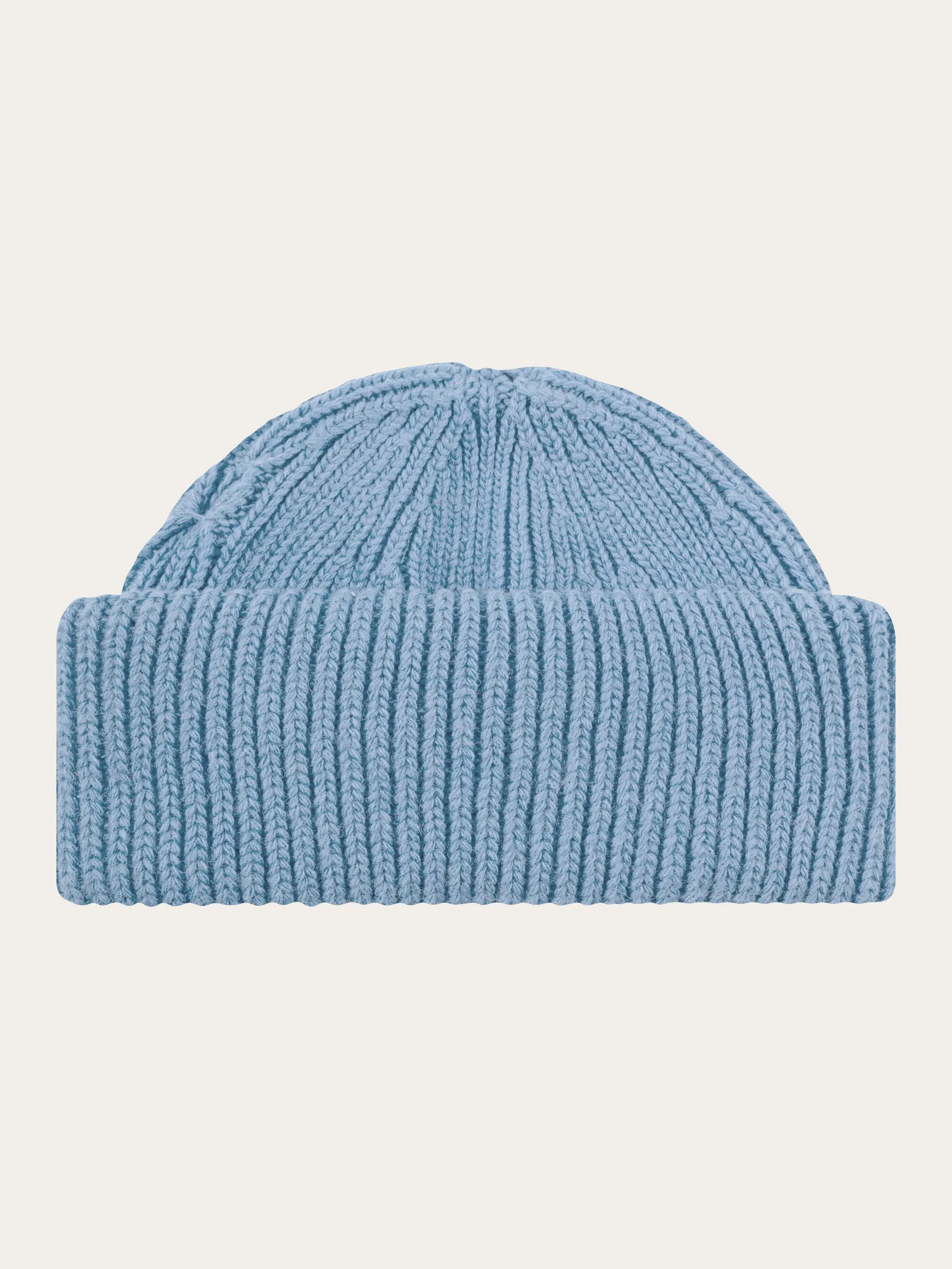 Low wool rib beanie - Dusty Blue Melange
