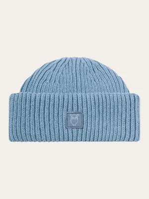 Low wool rib beanie - Dusty Blue Melange