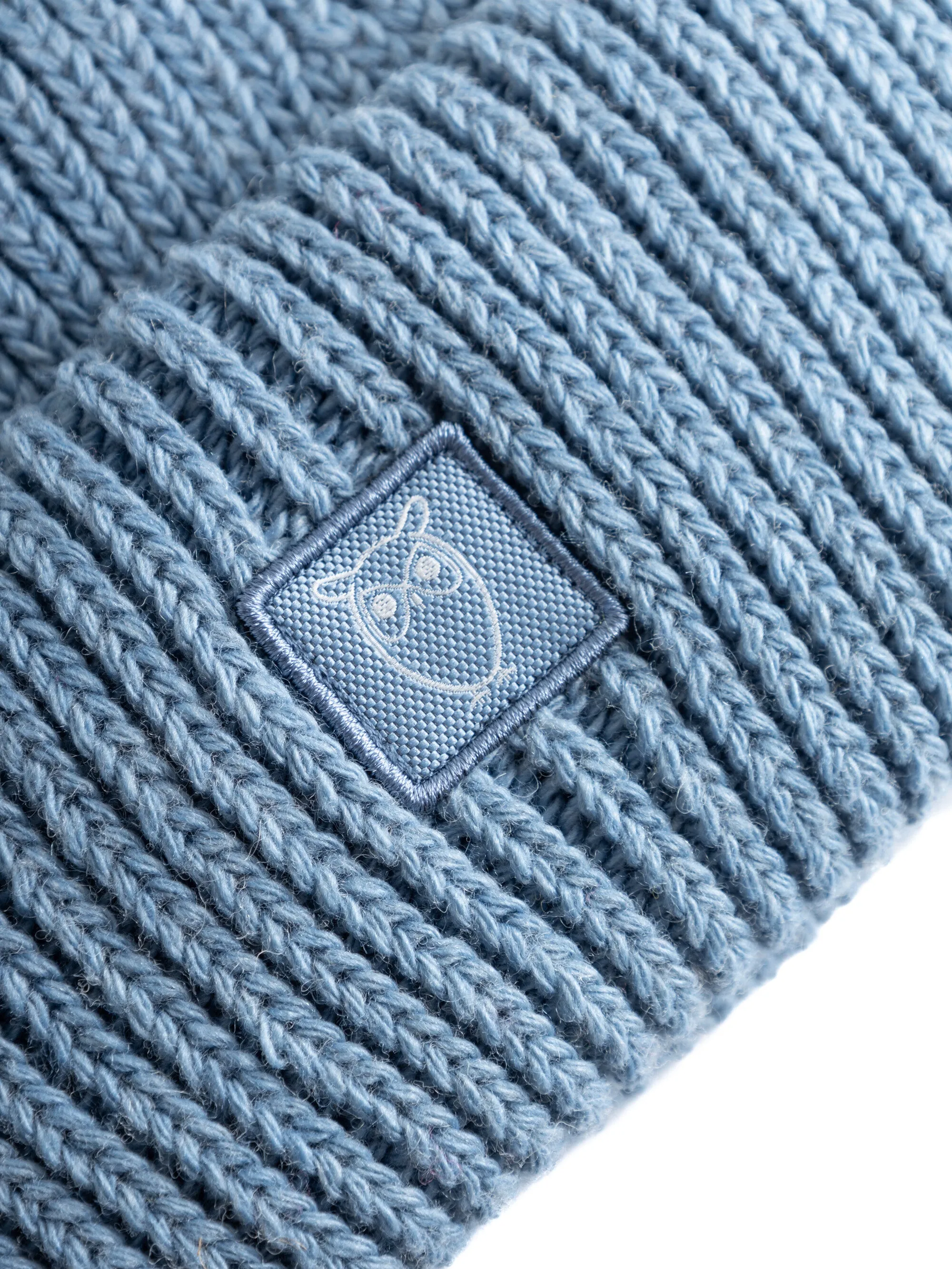 Low wool rib beanie - Dusty Blue Melange