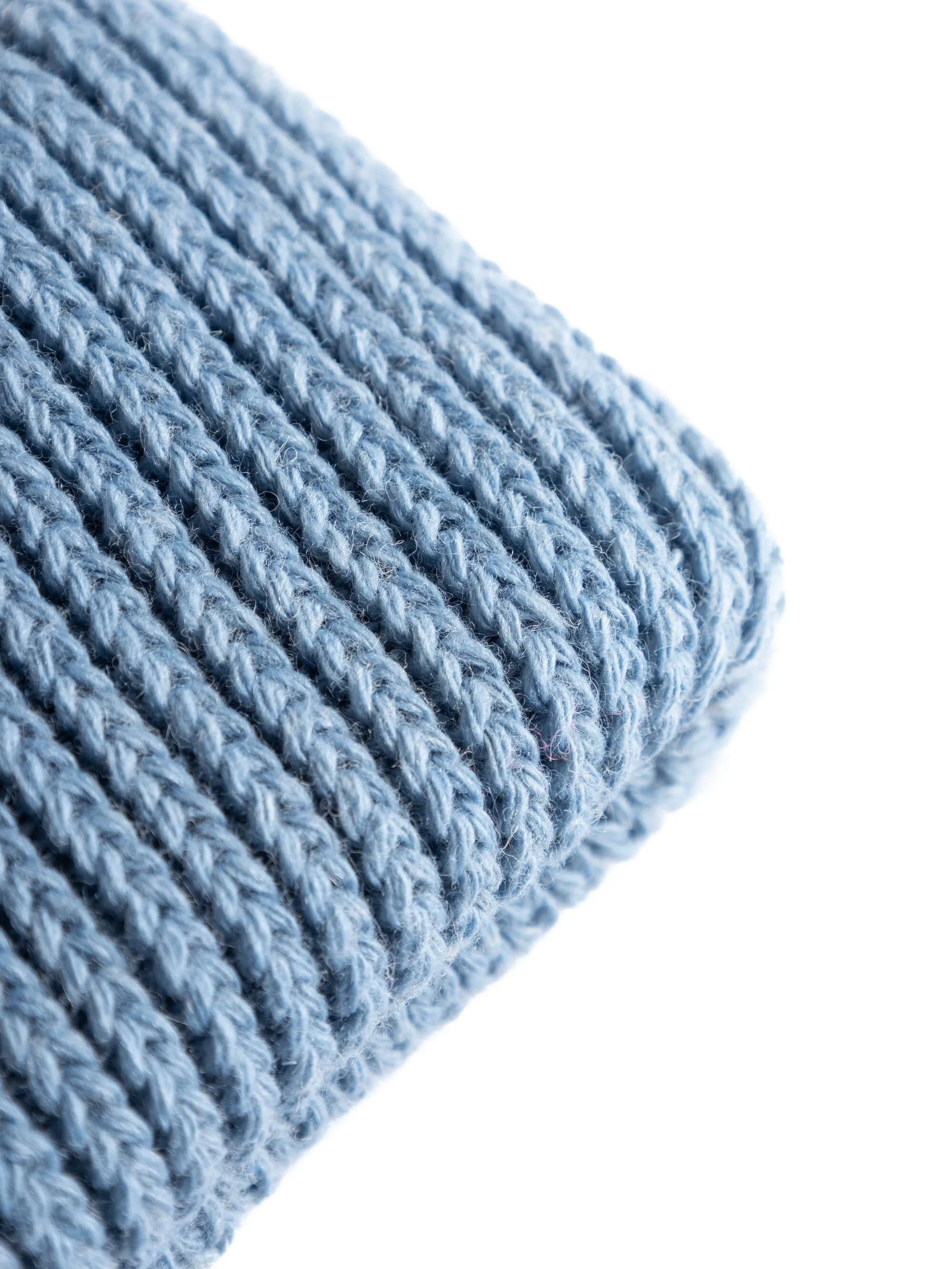 Low wool rib beanie - Dusty Blue Melange