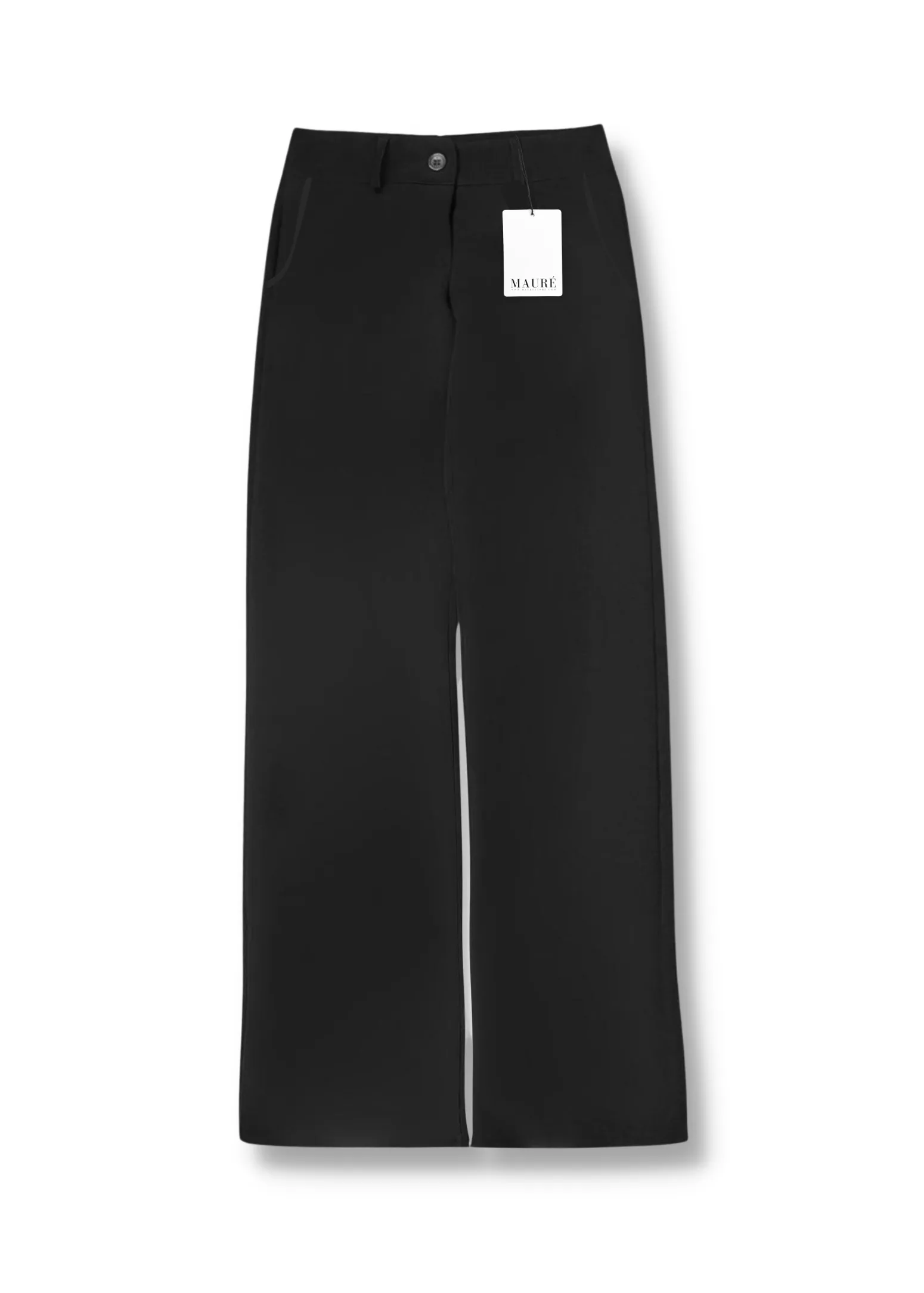 Low/mid waist straight leg pants casual black (REGULAR)