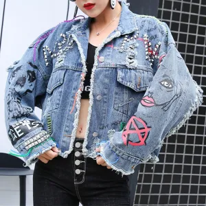 MALYBGG Short-Length Denim Jacket with Frayed Trim 8025LY