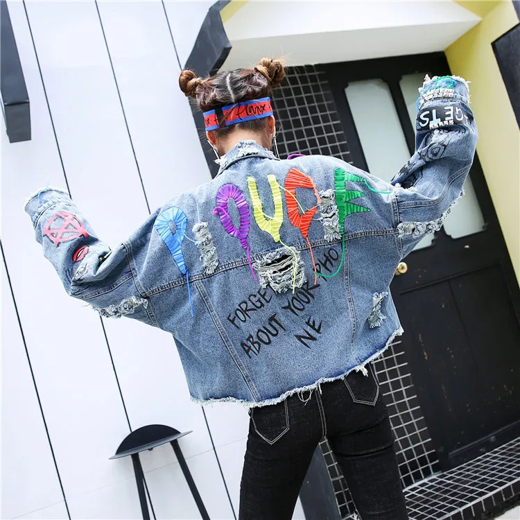 MALYBGG Short-Length Denim Jacket with Frayed Trim 8025LY