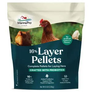 Manna Pro 16% Layer Pellets with Probiotics for Laying Hens (8 lb)