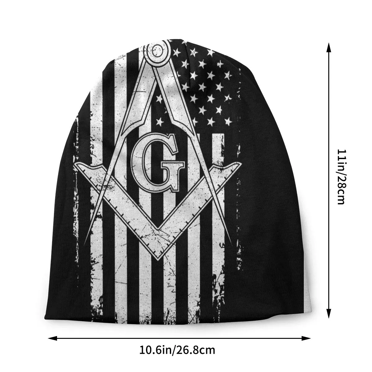 Master Mason Blue Lodge Beanie - American Flag Square