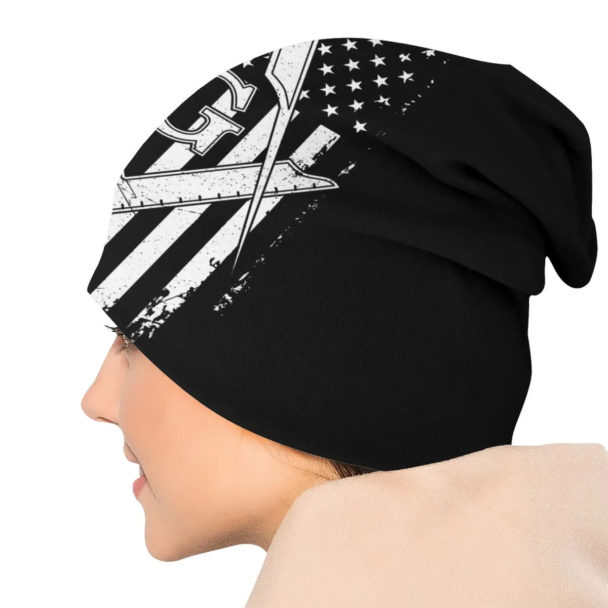 Master Mason Blue Lodge Beanie - American Flag Square