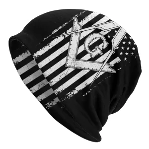 Master Mason Blue Lodge Beanie - American Flag Square