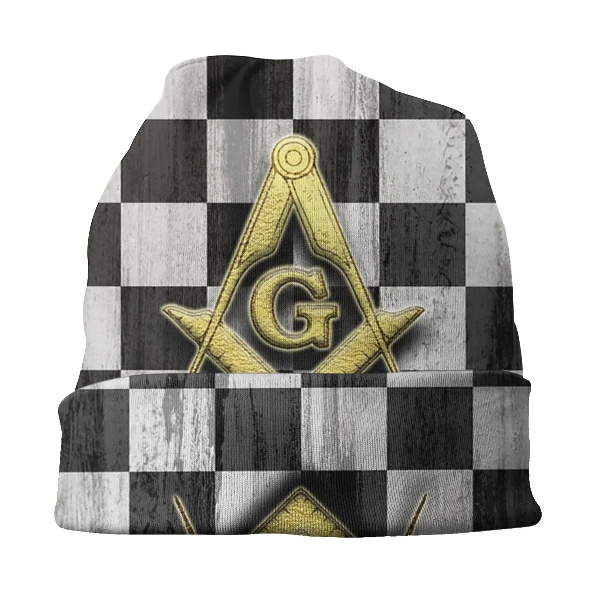 Master Mason Blue Lodge Beanie - Checkers Slouchy Hat