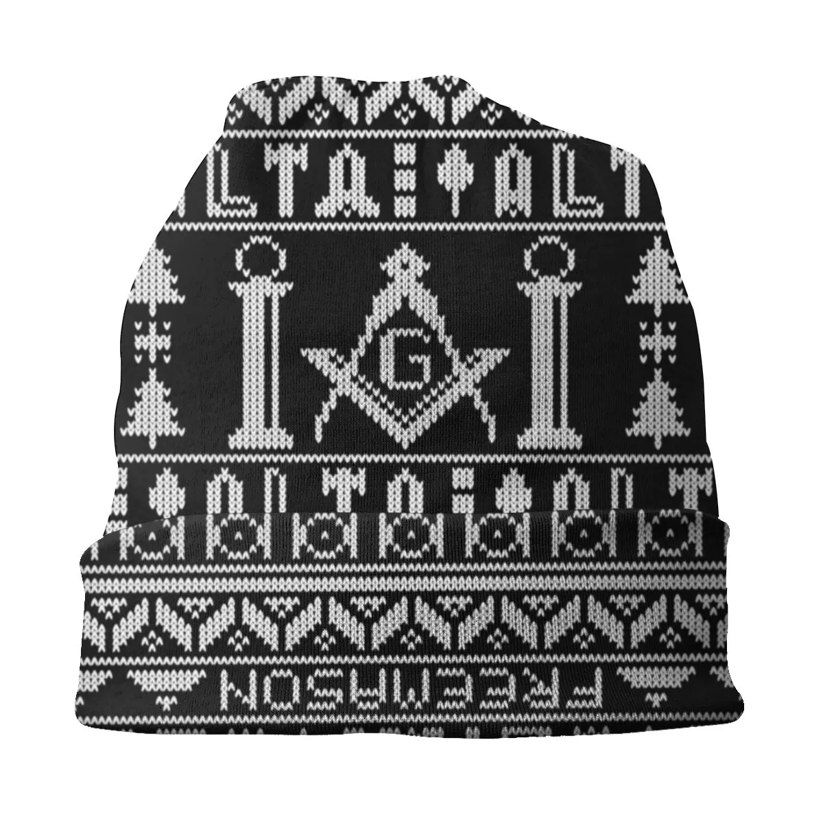 Master Mason Blue Lodge Beanie - Christmas Black & White