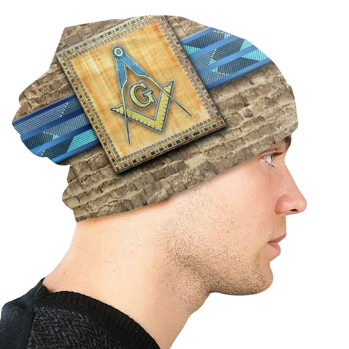 Master Mason Blue Lodge Beanie - Egyptian Pyramid
