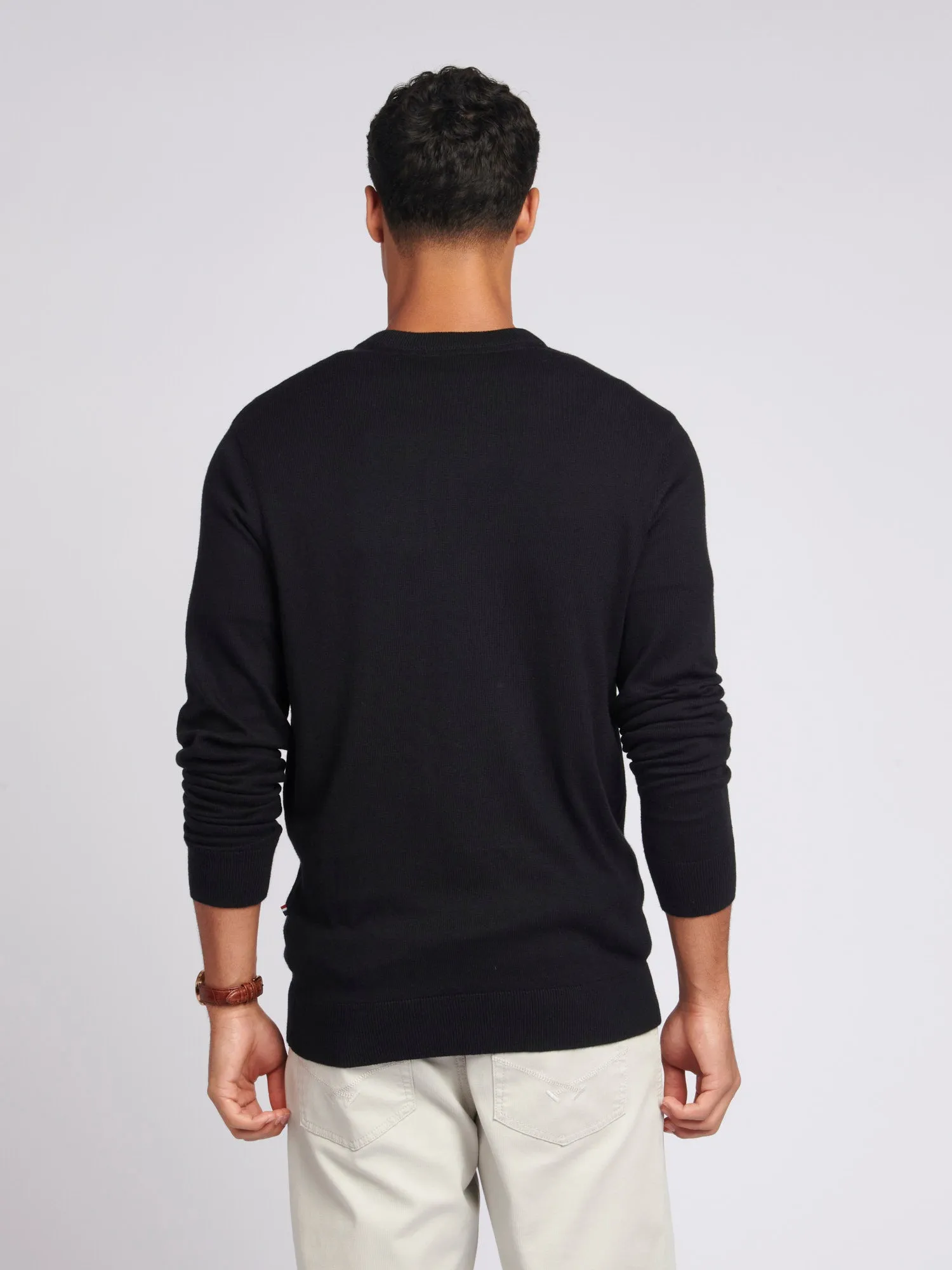 Mens Cotton Crewneck in Black Bright White DHM