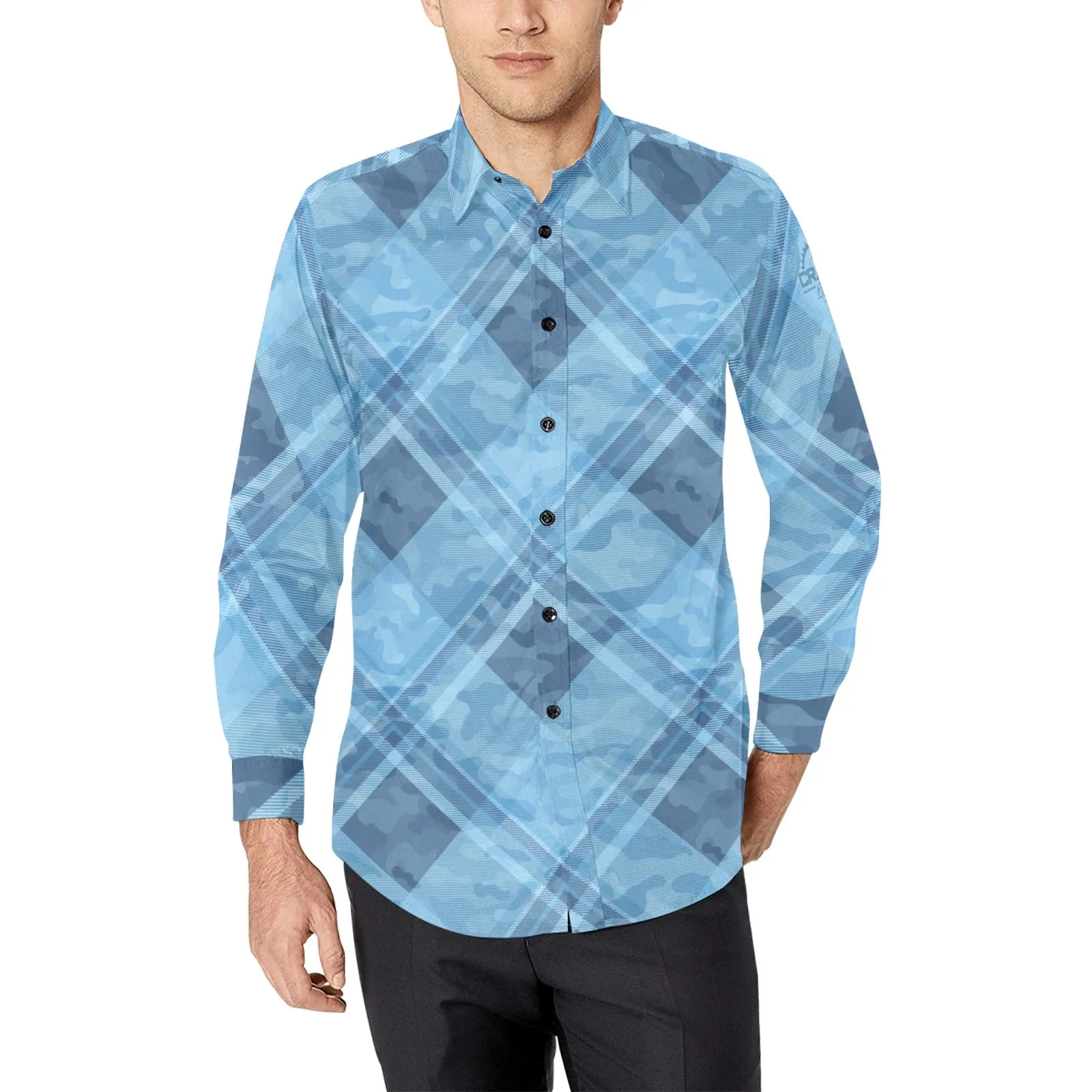 Men's Dusty Blue Camo Long Sleeve MTB Shirt